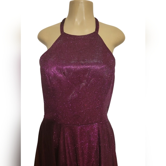 Ava Presley Halter Cutout Purple Dress Wedding Bridemaid Formal Homecoming - Picture 2 of 4